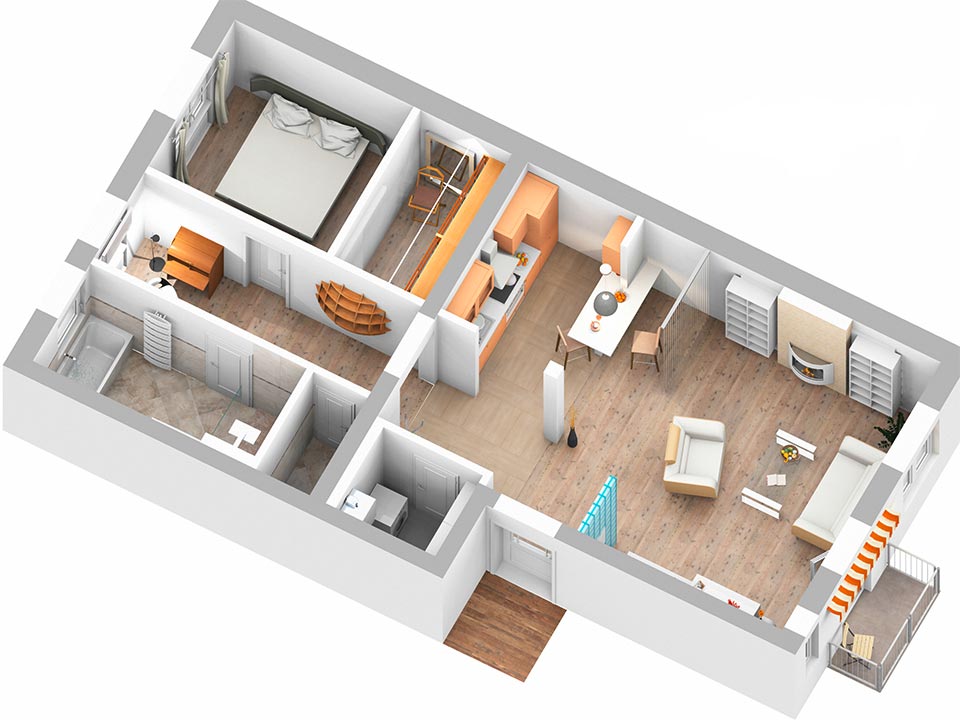 3D-Plan rechte Wohnung